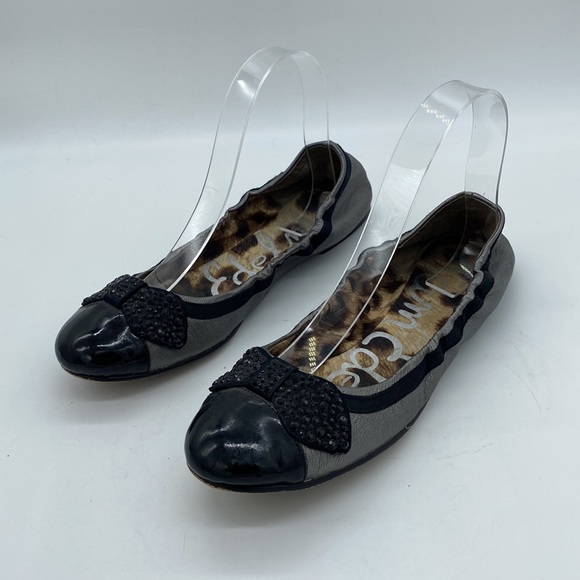 Sam Edelman Shoes - Sam Edelman Blythe Sip On Ballet Flats Bow Black Grey Womens Size 6.5 M